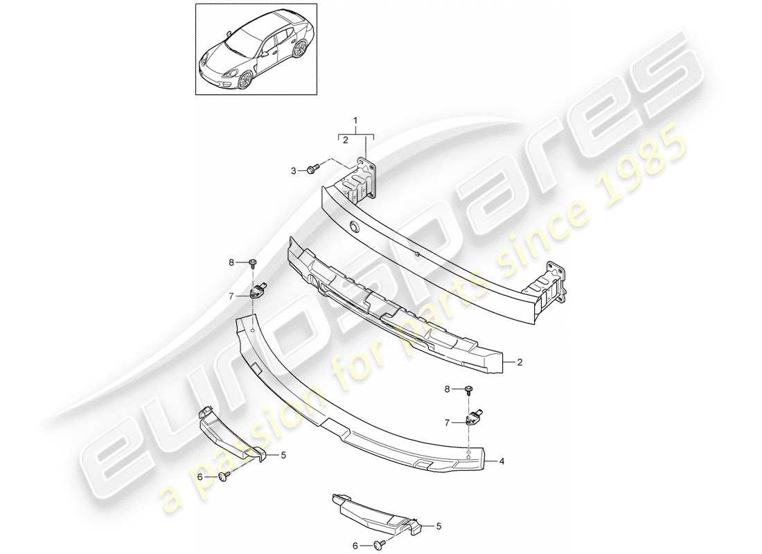 porsche panamera 970 (2013) bumper bracket part diagram