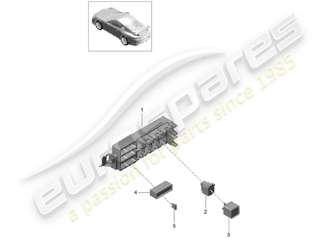 porsche 991r/gt3/rs (2015) fuse box/relay plate part diagram