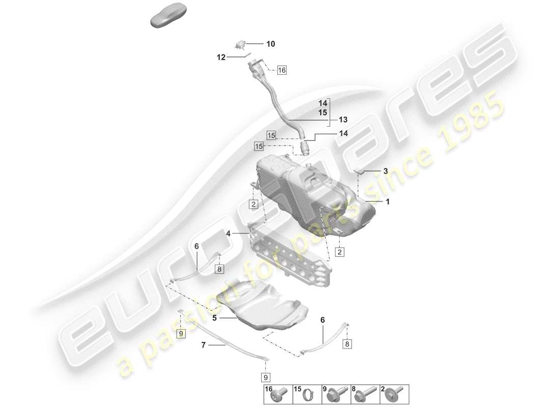 porsche 2020 fuel tank part diagram