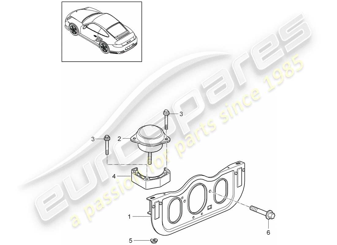 porsche 911 t/gt2rs (2012) engine suspension part diagram