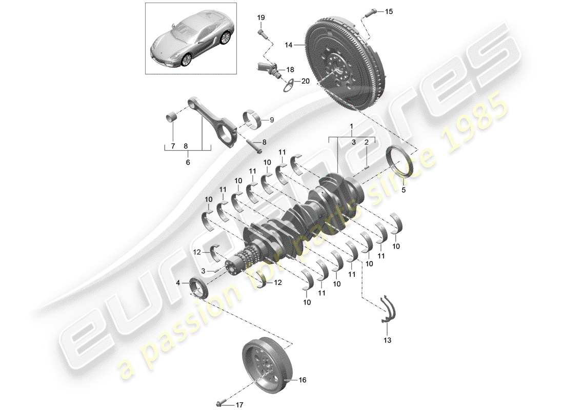 porsche cayman 981 (2015) crankshaft part diagram