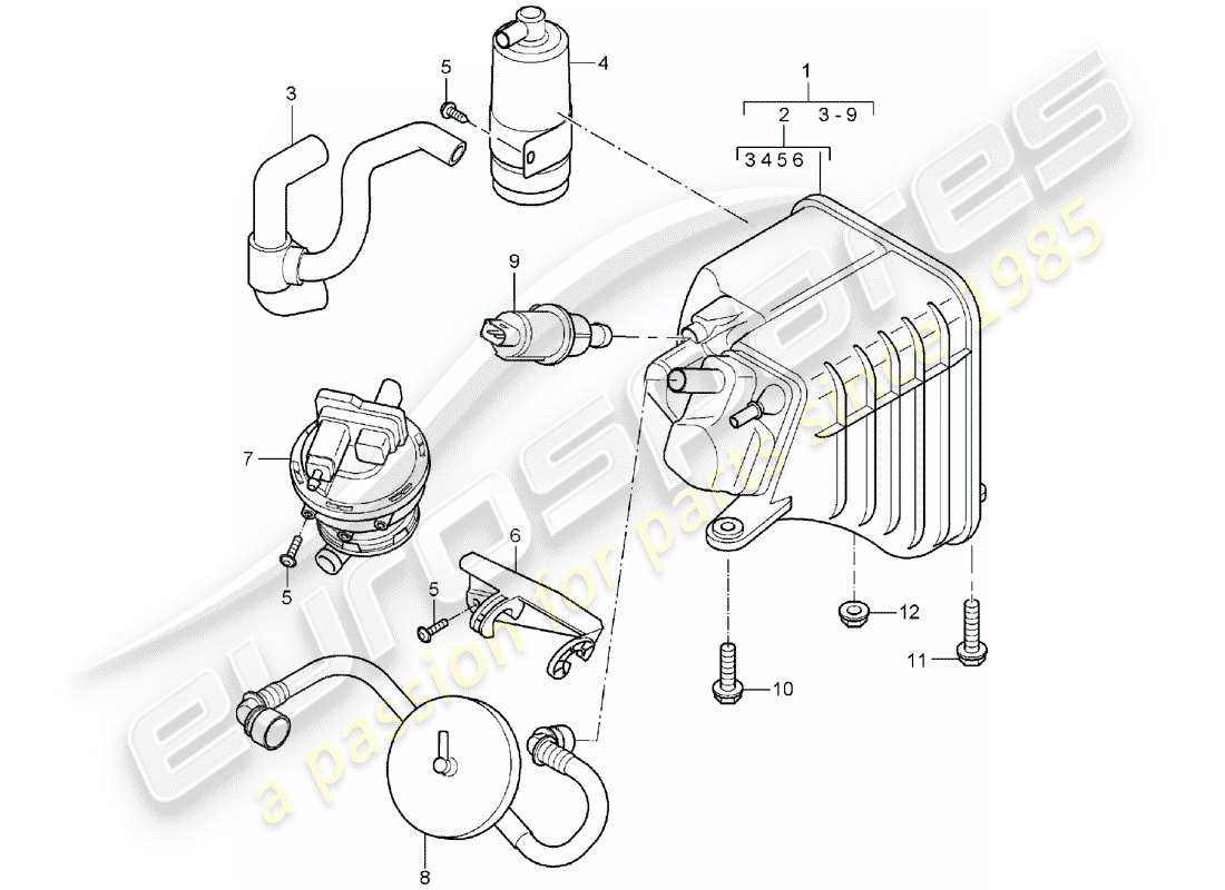 porsche cayenne (2003) evaporative emission canister part diagram