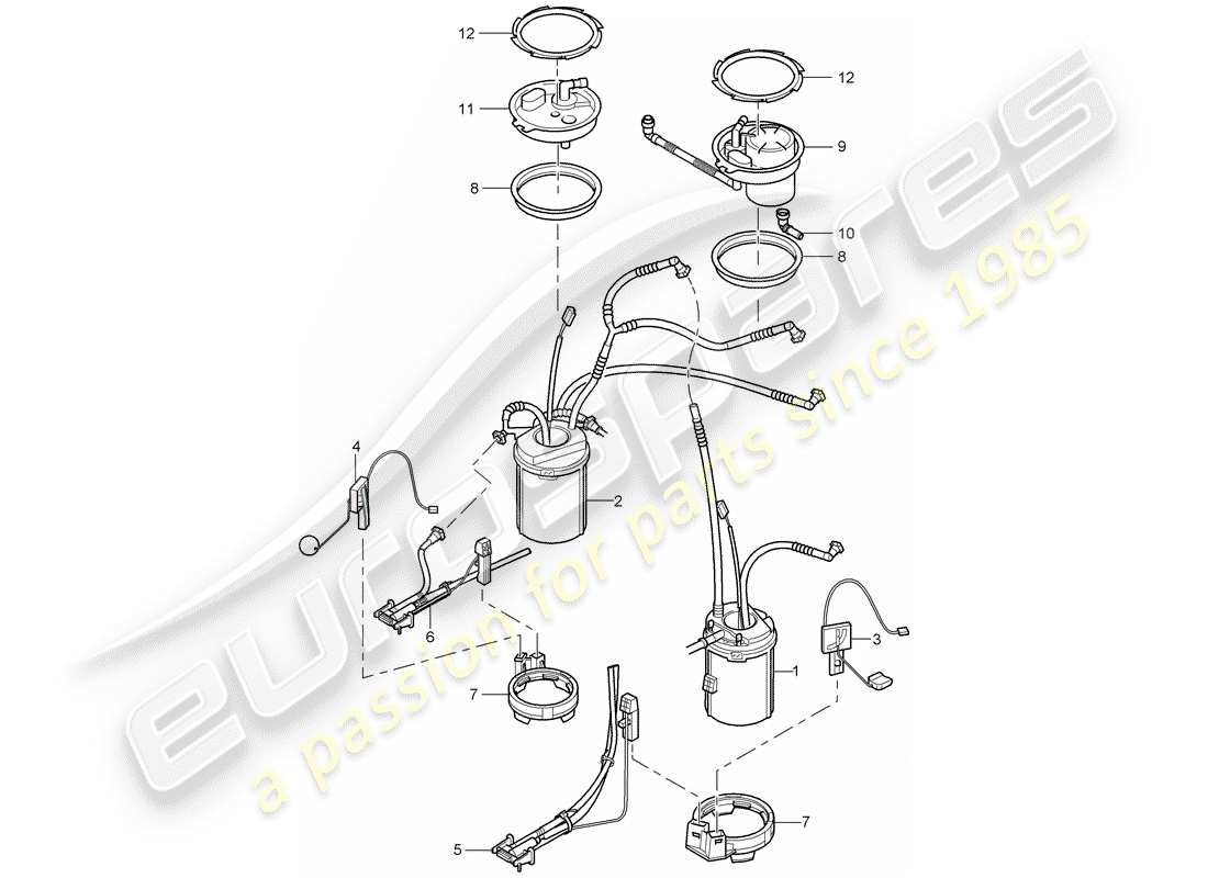 porsche cayenne (2003) fuel tank part diagram