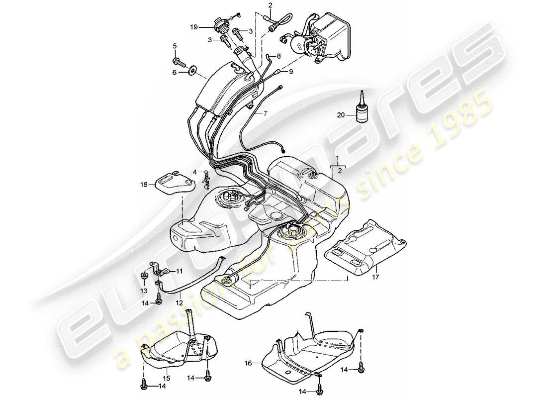 porsche cayenne (2003) fuel tank part diagram