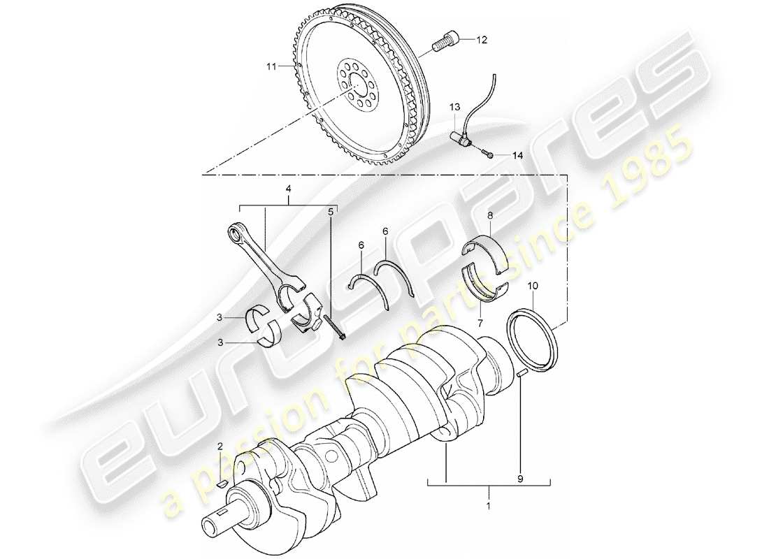 porsche cayenne (2003) crankshaft part diagram