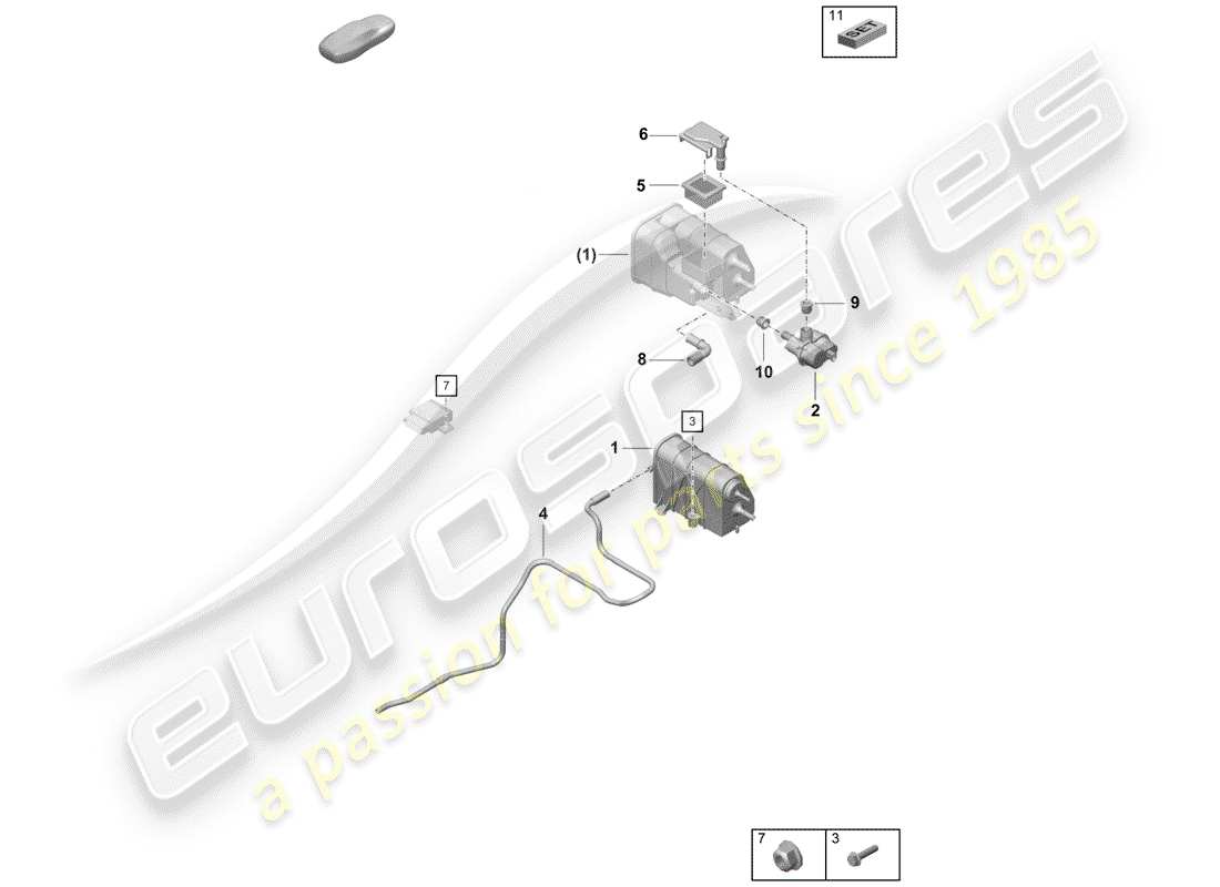 porsche boxster spyder (2019) evaporative emission canister part diagram