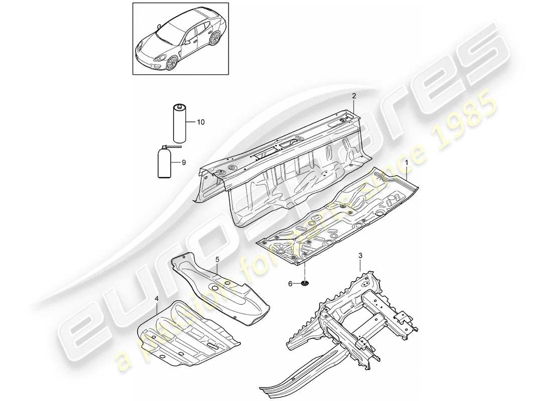 porsche panamera 970 (2013) floor part diagram