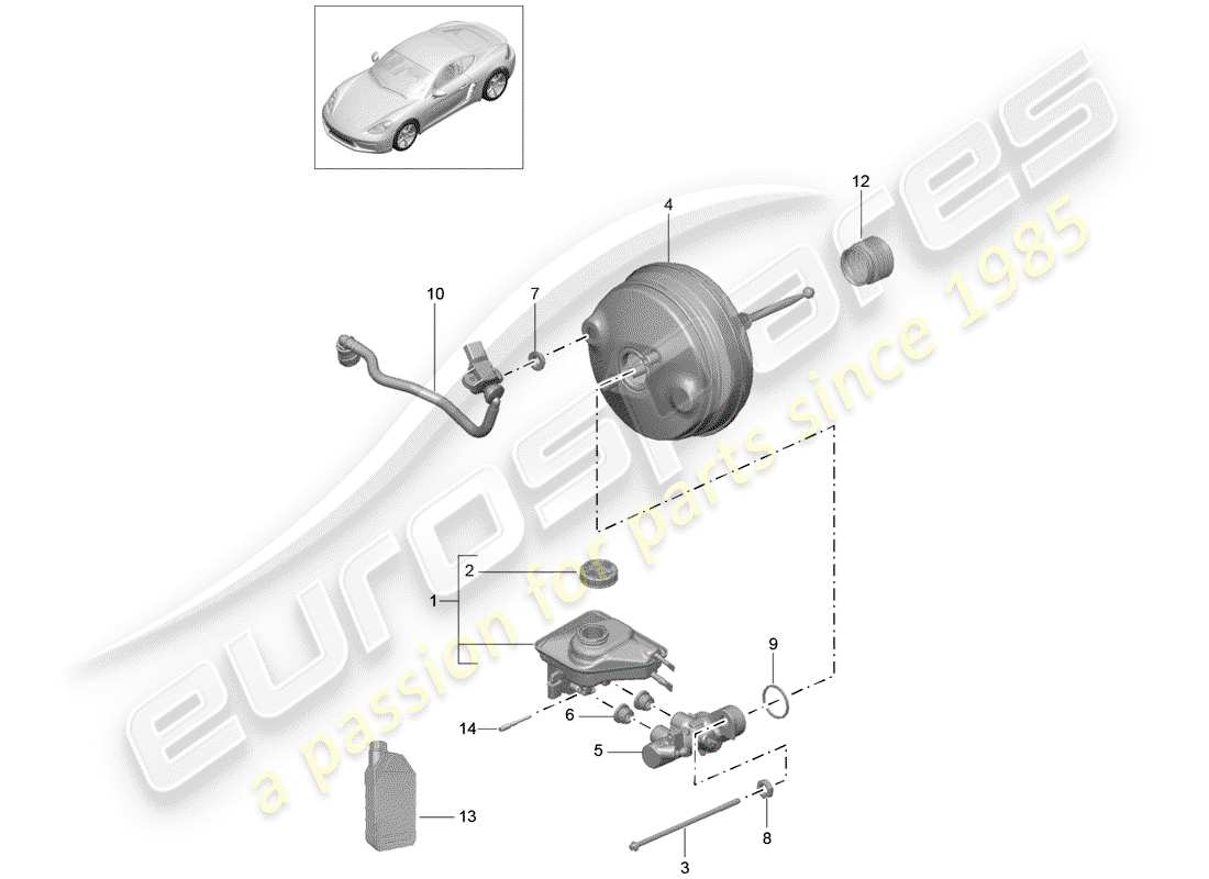 porsche 718 cayman (2020) brake master cylinder part diagram