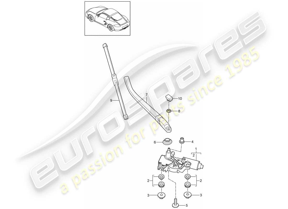 porsche cayman 987 (2012) rear window wiper part diagram