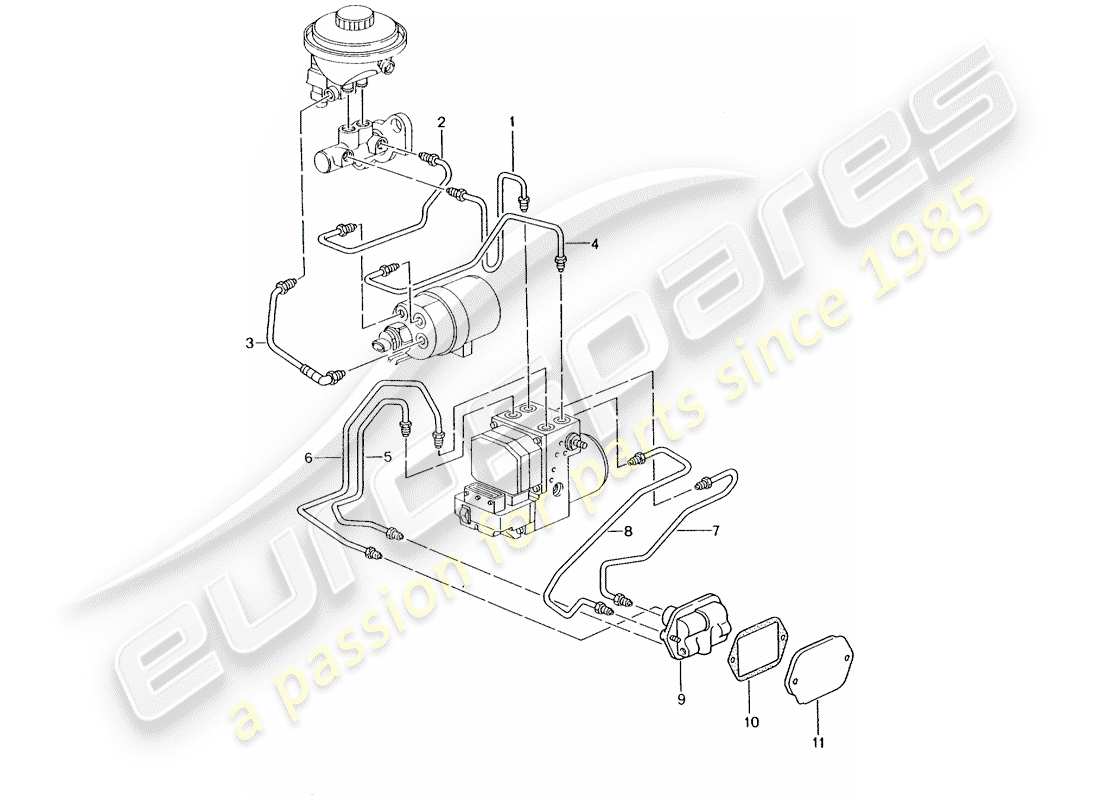 porsche boxster 986 (2001) brake line - front end - d - mj 2001>> part diagram