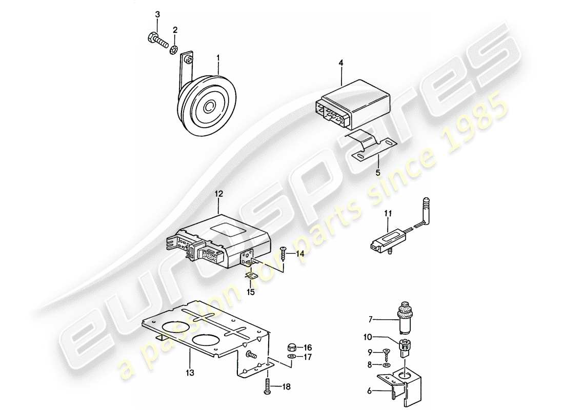 porsche 944 (1989) alarm system part diagram