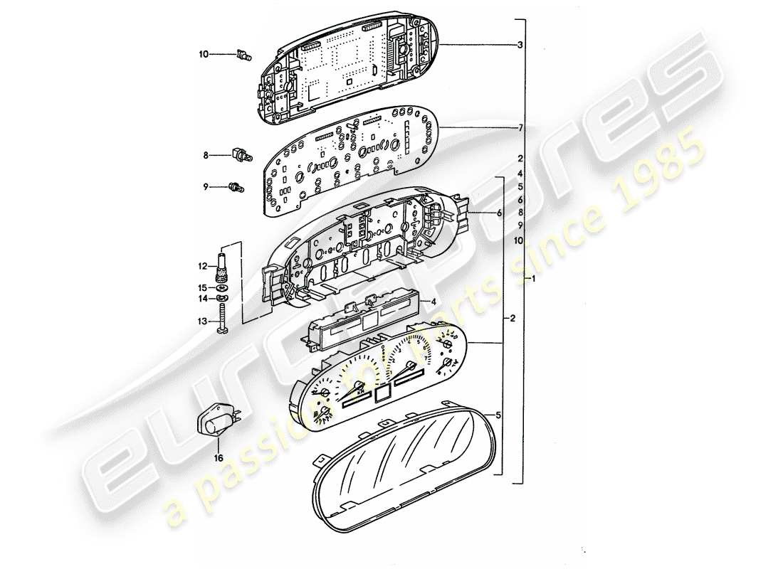 porsche 928 (1994) instrument cluster part diagram