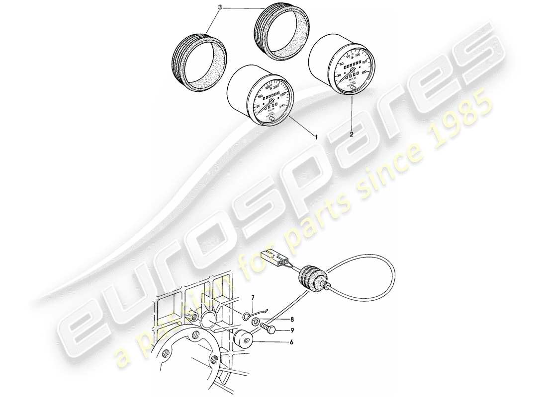 porsche 911 (1984) speedometer - 260 km/h part diagram