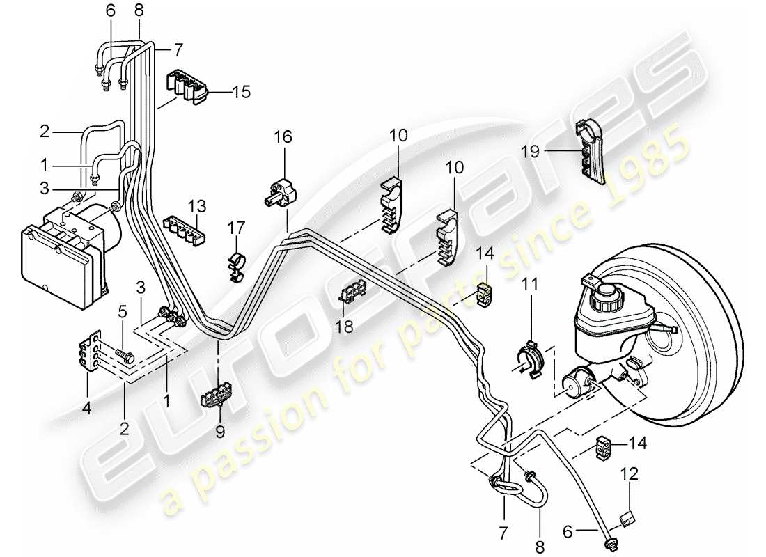 porsche cayenne (2010) brake lines part diagram