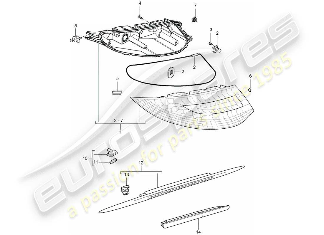 porsche 997 gt3 (2009) rear light part diagram