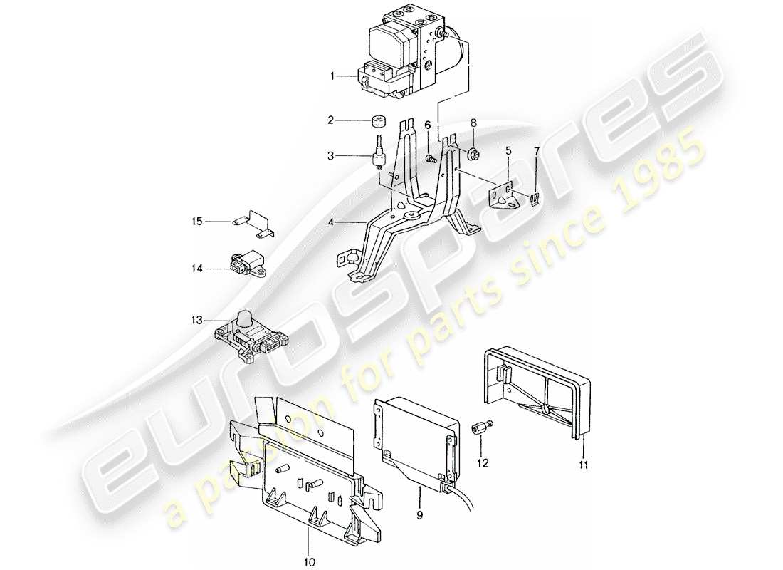 porsche 996 (1999) hydraulic unit - anti-locking brake syst. -abs- - sensor module part diagram