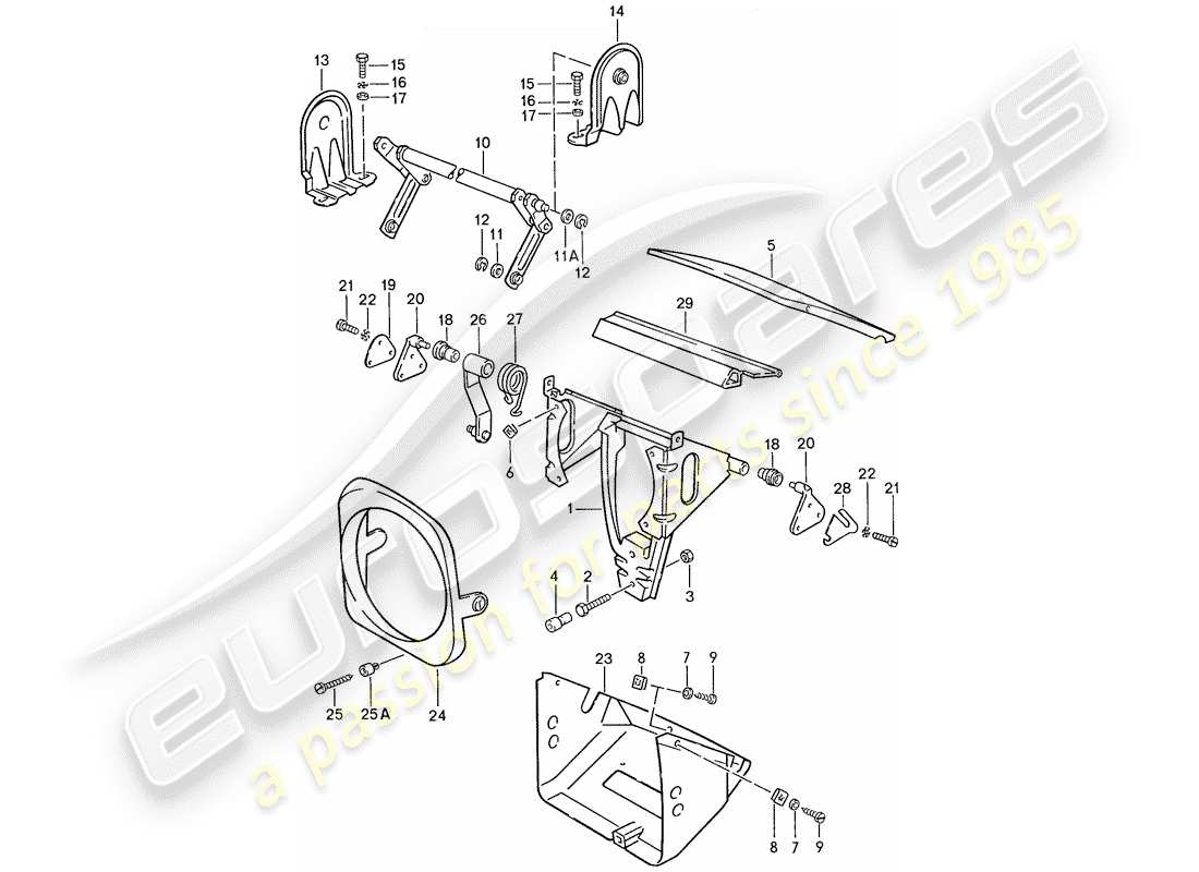 porsche 944 (1989) pop-up headlight part diagram