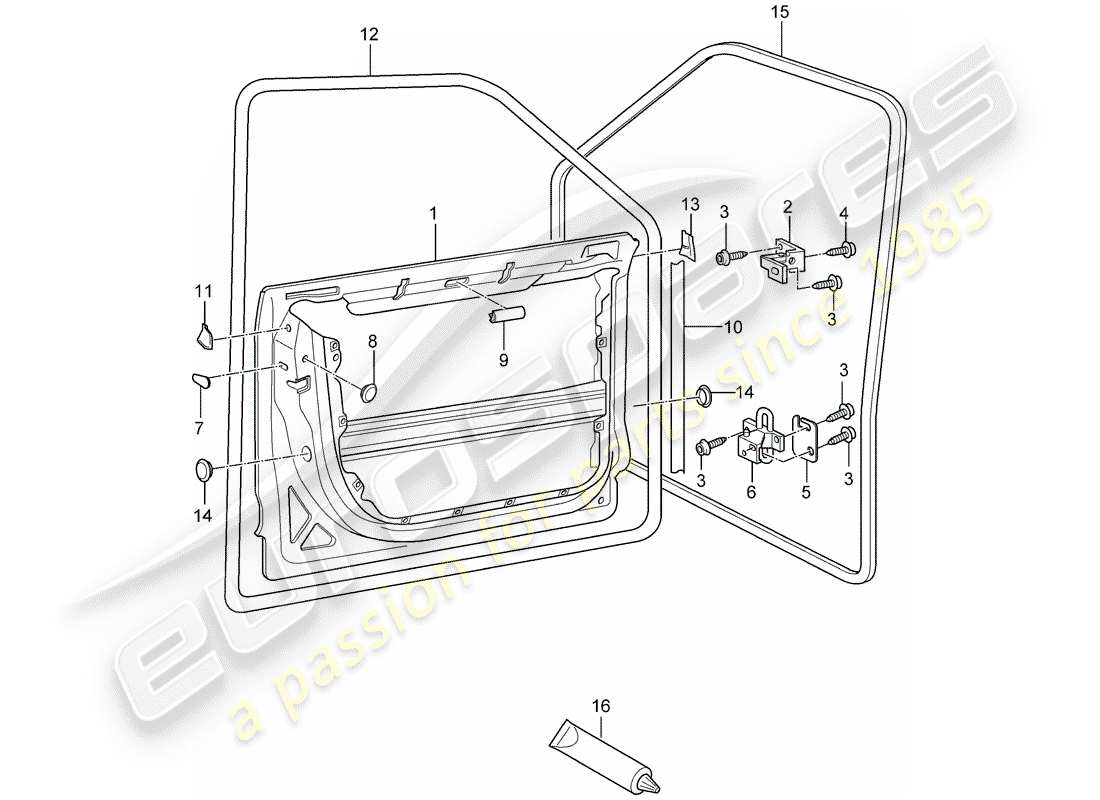 porsche cayenne (2006) door shell part diagram