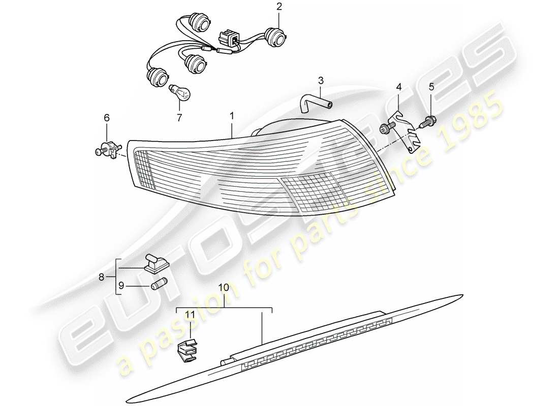 porsche 997 gt3 (2009) rear light part diagram