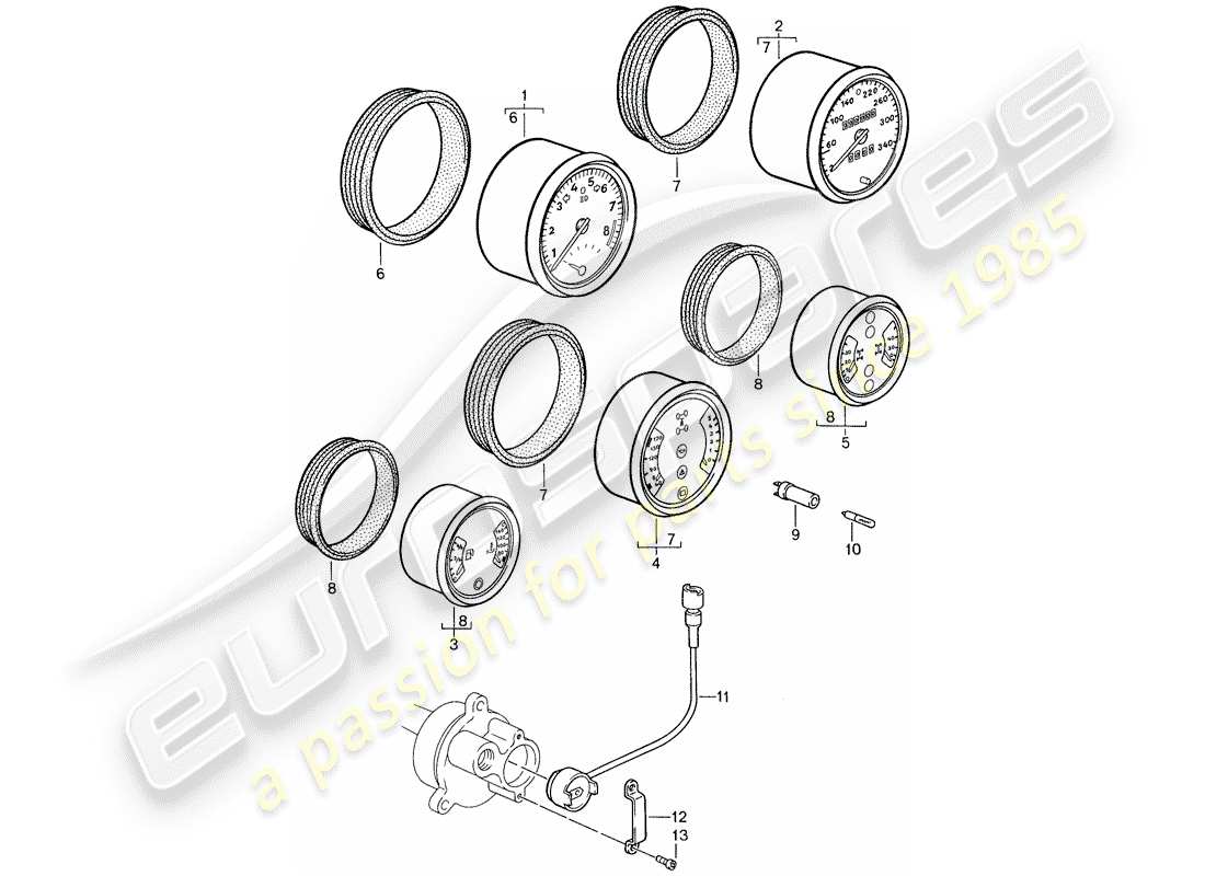 porsche 959 (1987) instruments part diagram