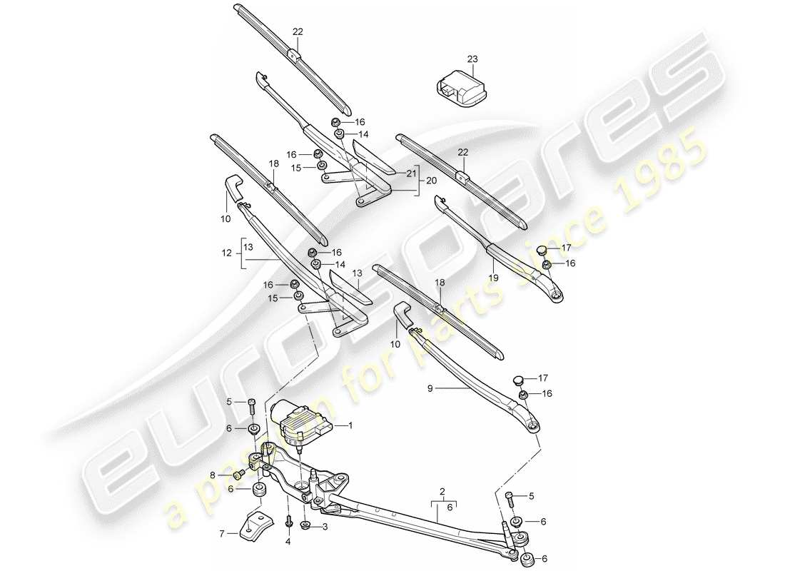 porsche cayenne (2009) windshield wiper system compl. part diagram