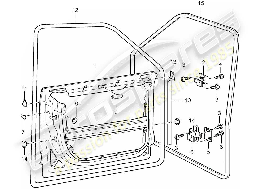 porsche cayenne (2010) door shell part diagram