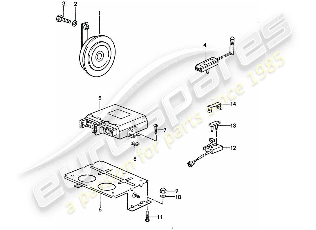 porsche 968 (1992) alarm system part diagram