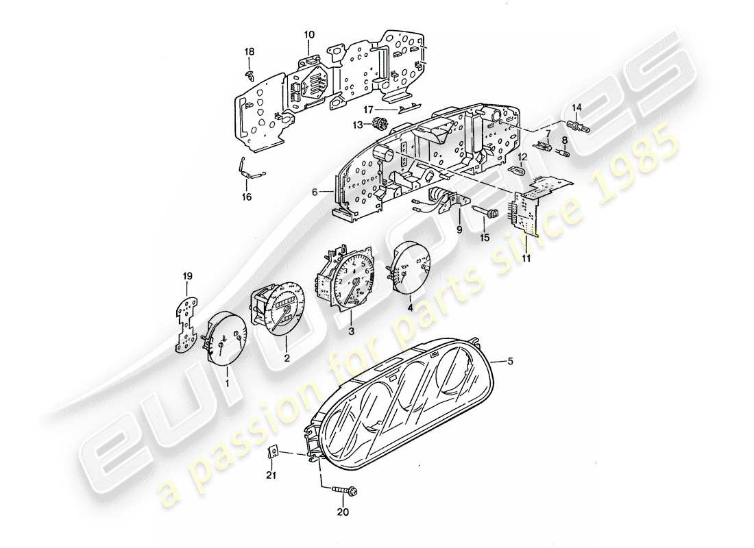 porsche 968 (1995) instrument cluster part diagram