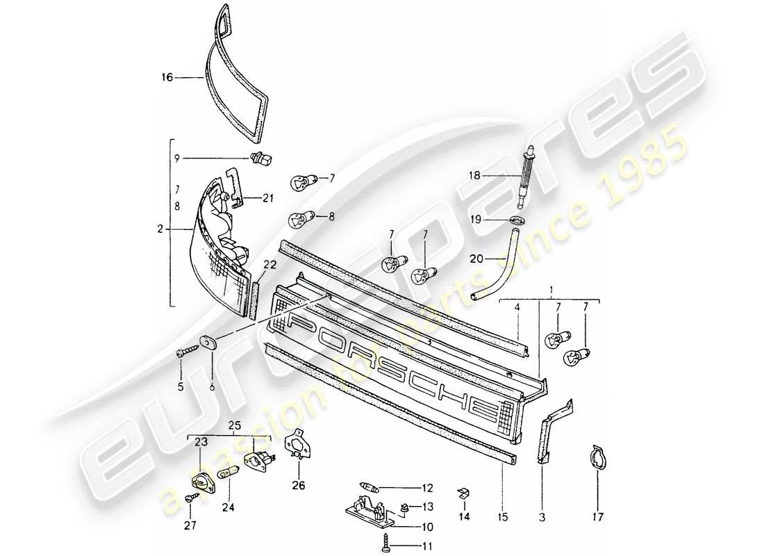 porsche 964 (1989) covering - combined lights part diagram