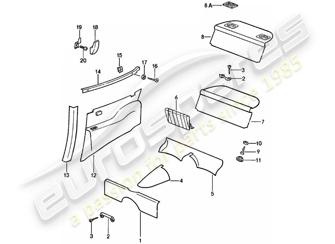 porsche 911 (1983) interior equipment part diagram