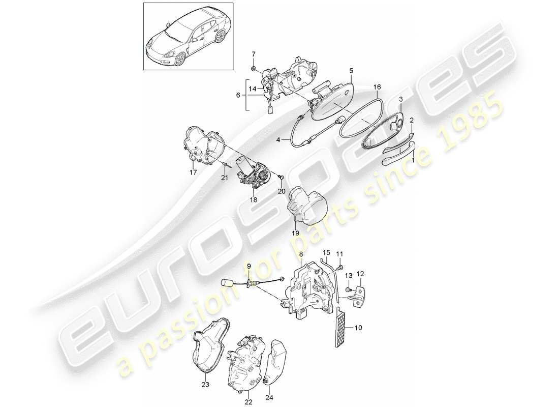 porsche panamera 970 (2016) door handle part diagram