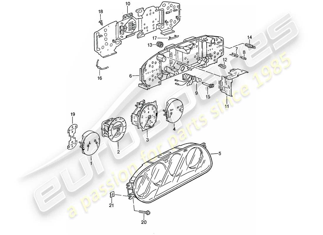 porsche 944 (1991) instrument cluster part diagram