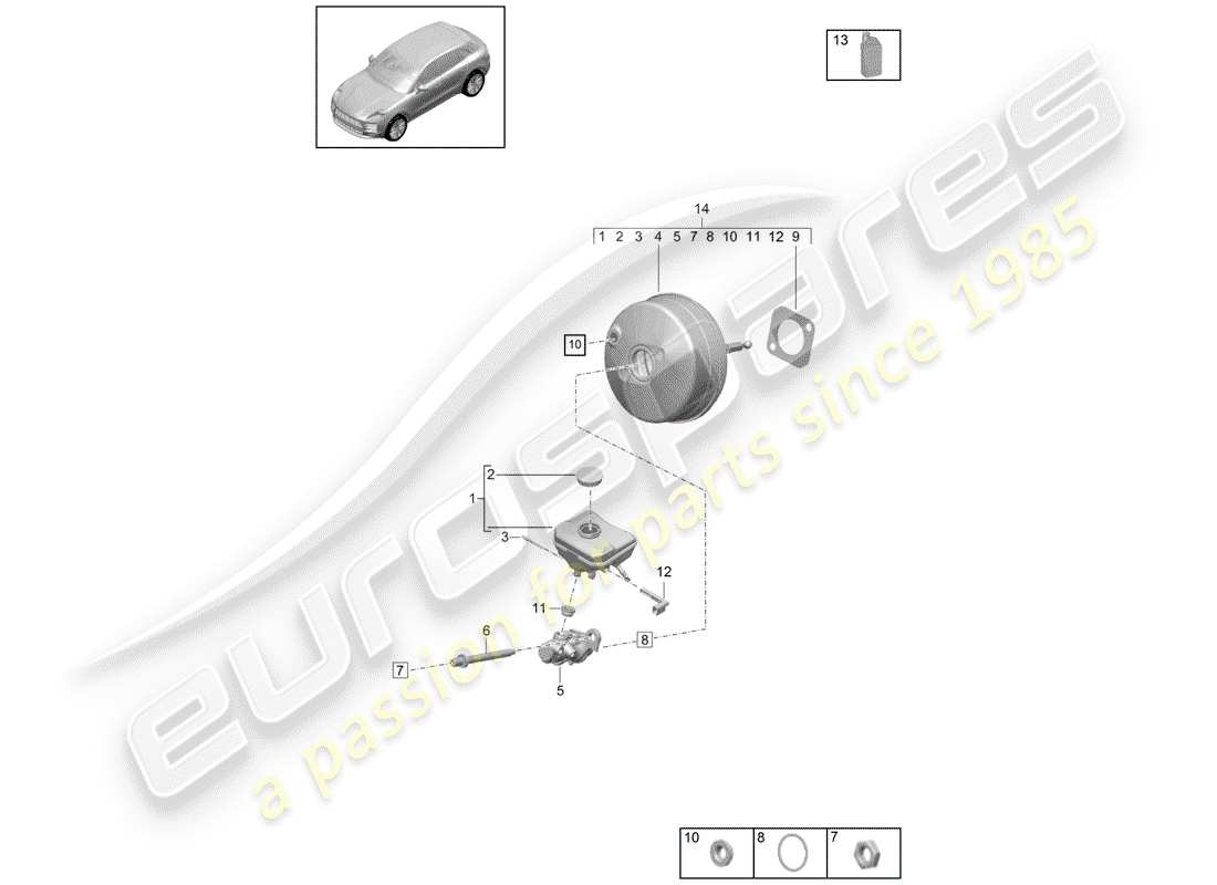 porsche macan (2019) brake master cylinder part diagram