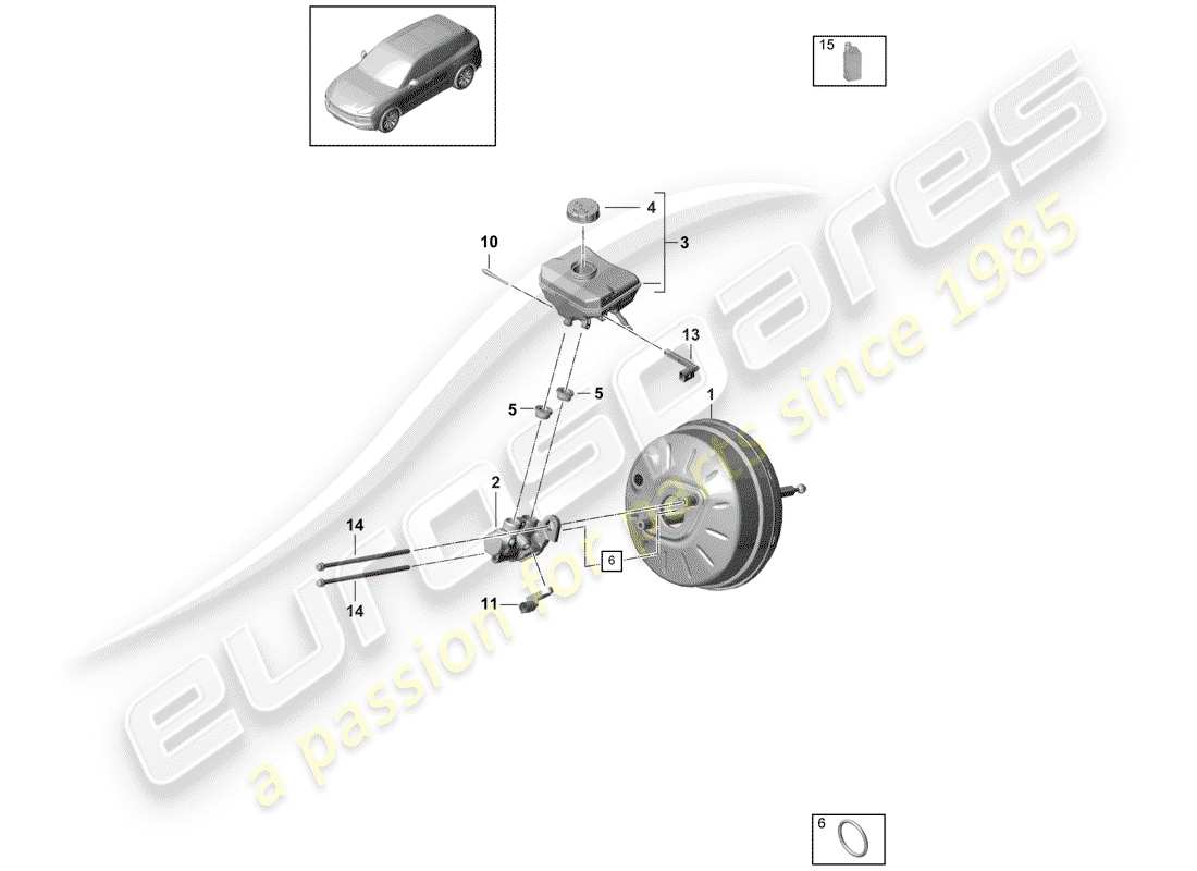 porsche cayenne e3 (2019) brake master cylinder part diagram