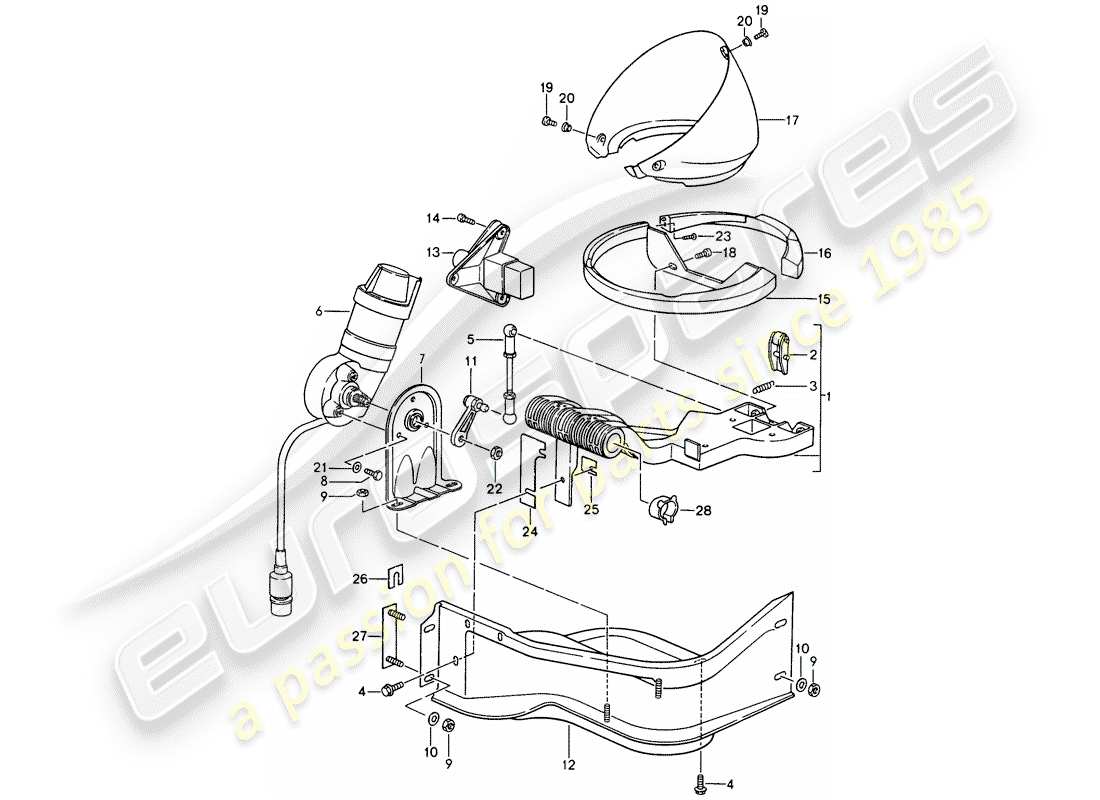 porsche 968 (1992) pop-up headlight part diagram