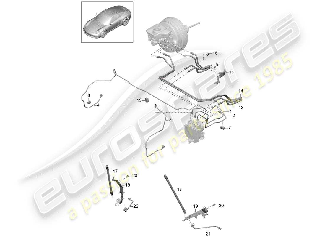 porsche 991 (2012) brake lines part diagram