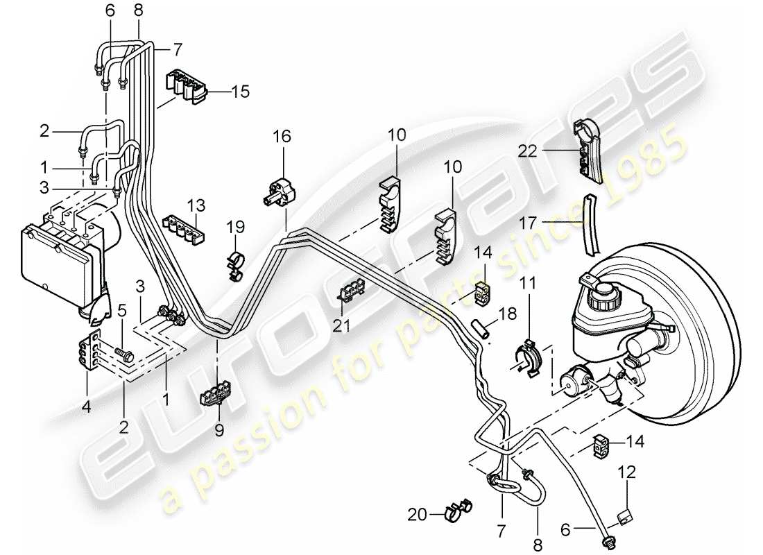 porsche cayenne (2006) brake line part diagram