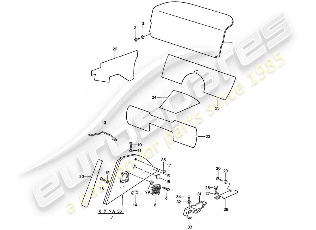 porsche 911 (1984) interior equipment part diagram