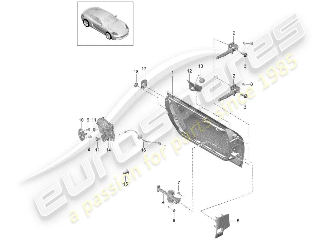 porsche 718 cayman (2020) door shell part diagram