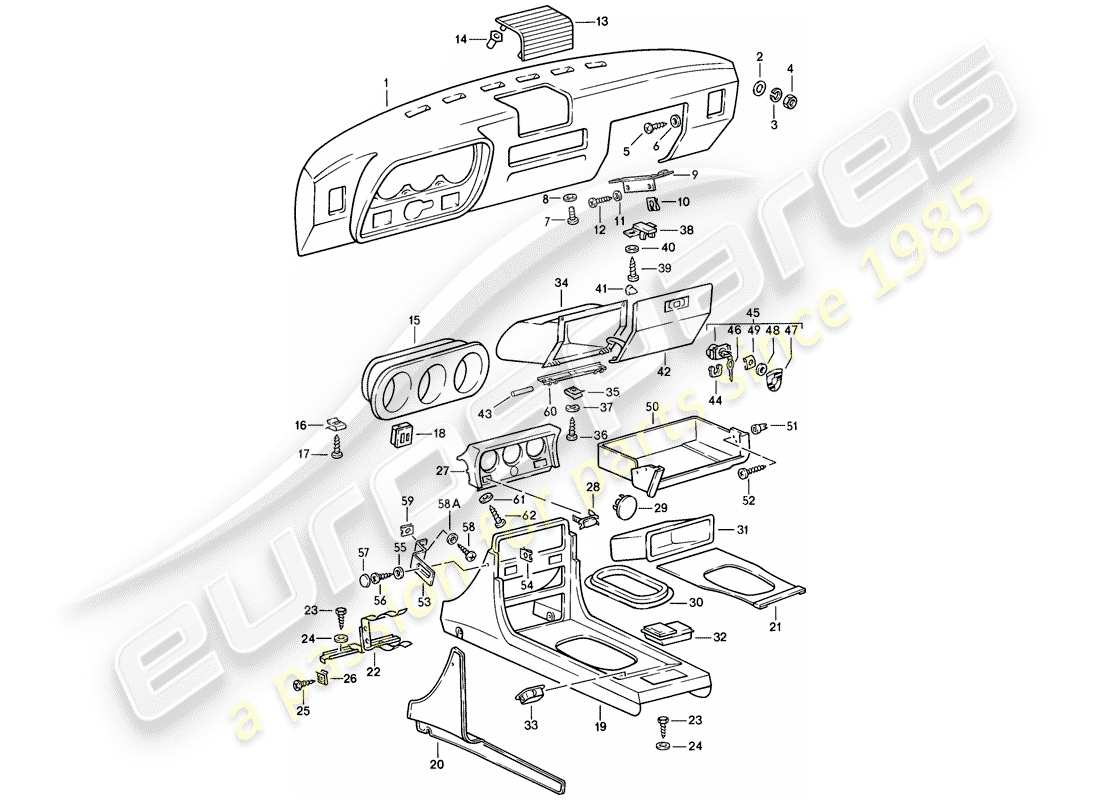 porsche 944 (1983) dashboard part diagram