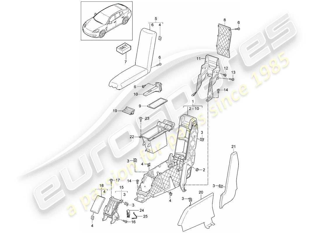 porsche panamera 970 (2010) center console part diagram