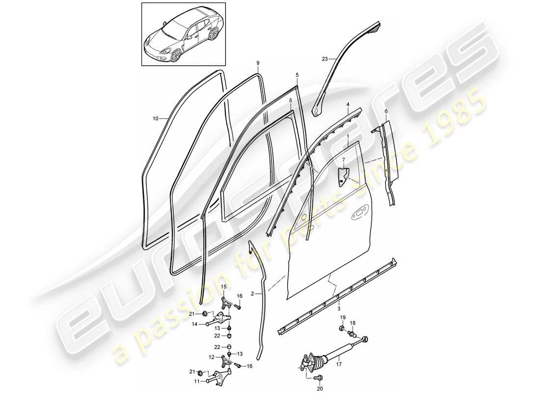 porsche panamera 970 (2010) door shell part diagram