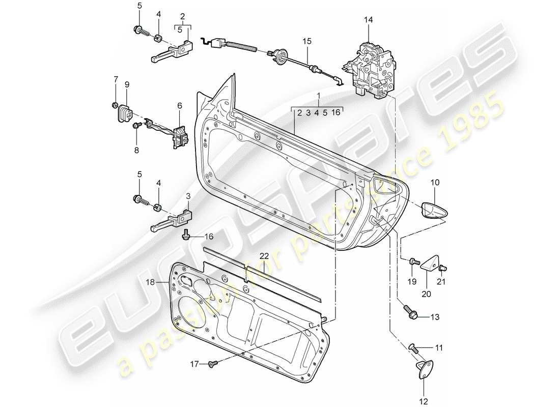 porsche cayman 987 (2008) door shell part diagram