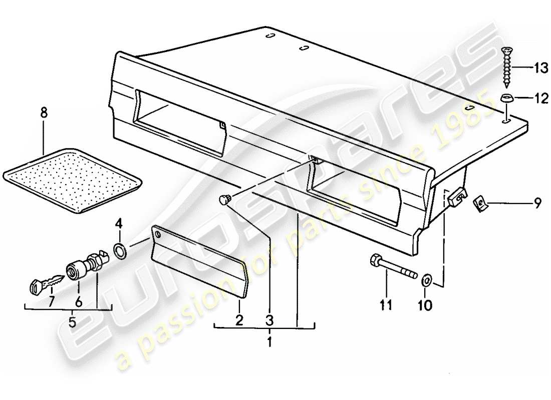 porsche 911 (1984) rear luggage dump part diagram