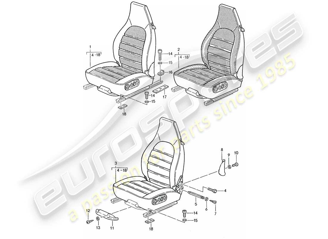 porsche 944 (1990) seat - complete part diagram