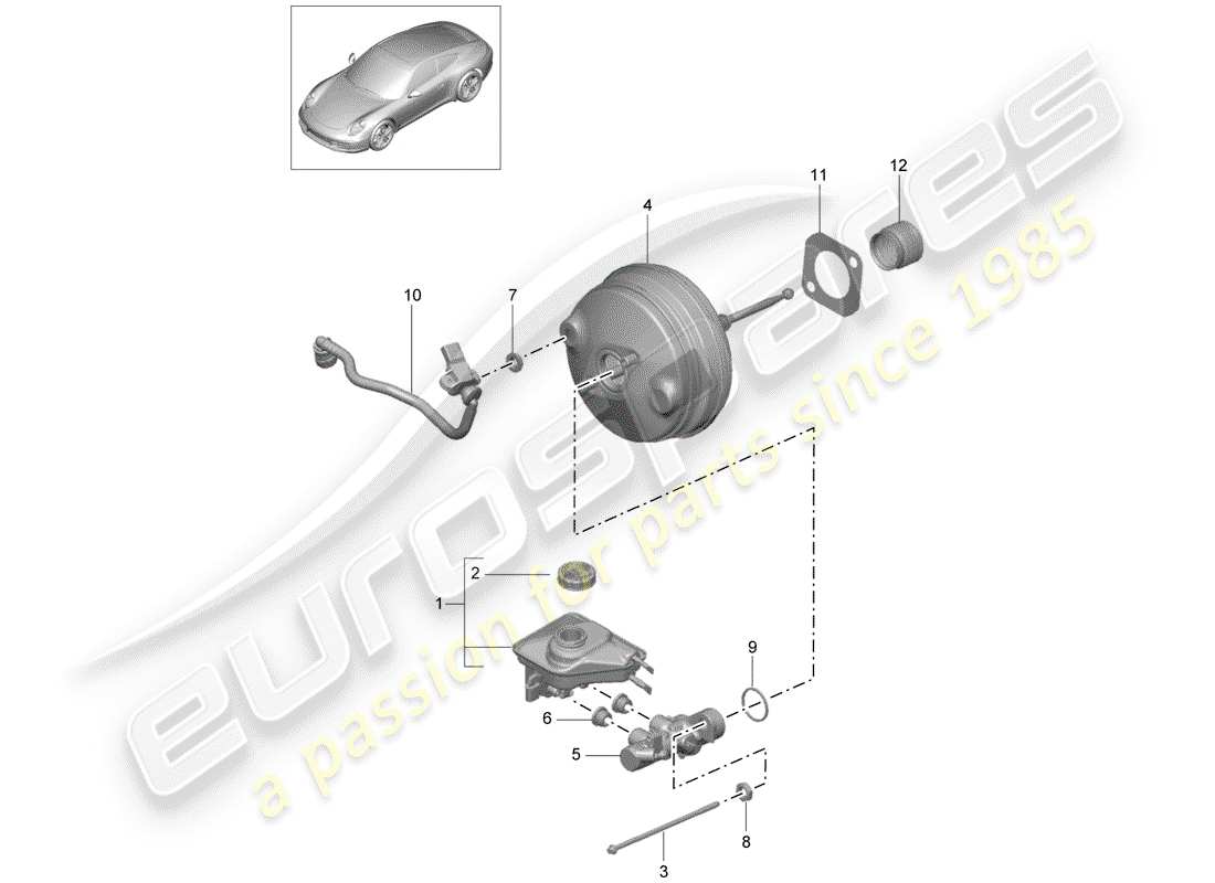 porsche 991 (2013) brake master cylinder part diagram