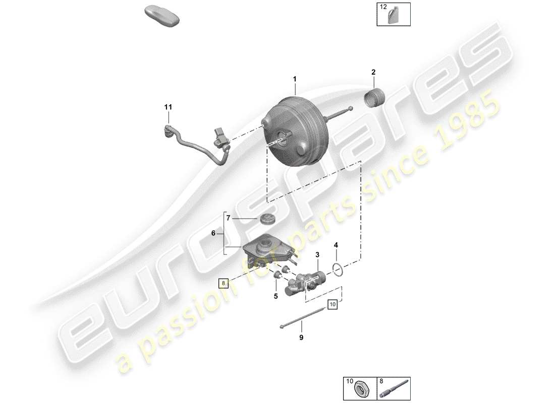 porsche boxster spyder (2019) brake master cylinder part diagram