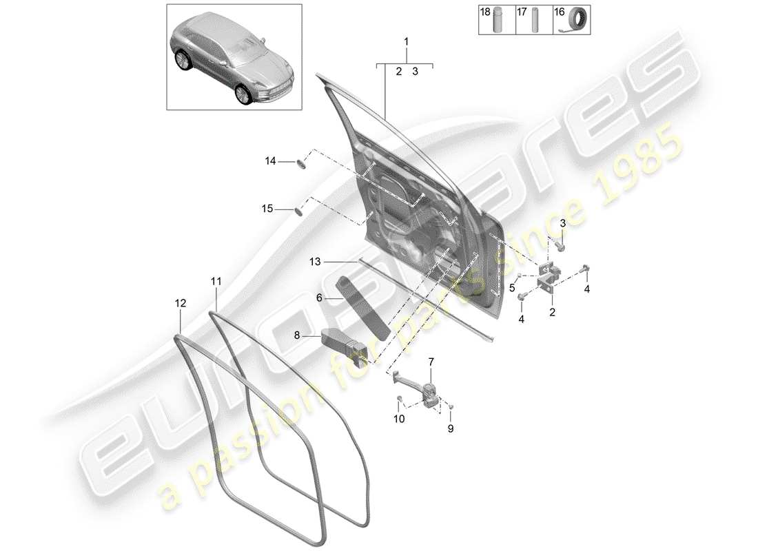 porsche macan (2020) door shell part diagram