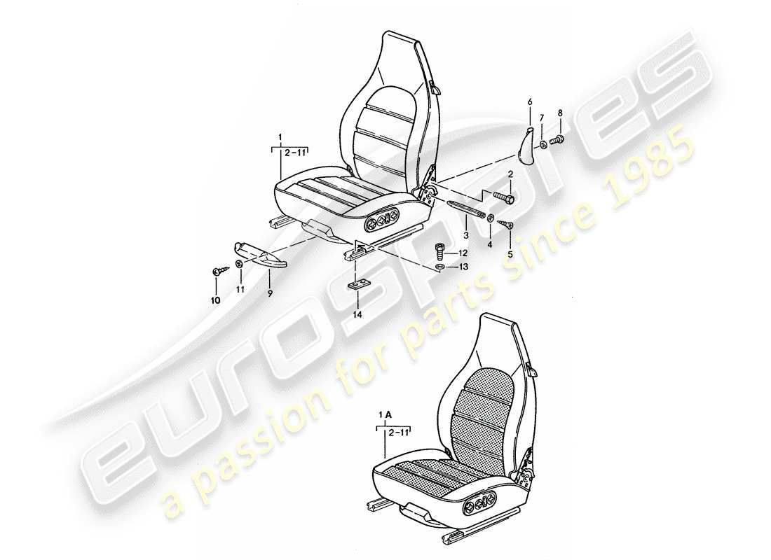 porsche 928 (1994) seat - complete part diagram