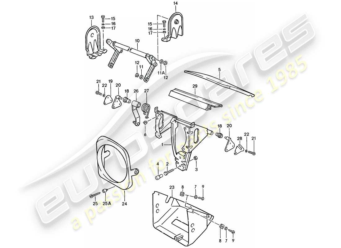 porsche 944 (1982) pop-up headlight part diagram